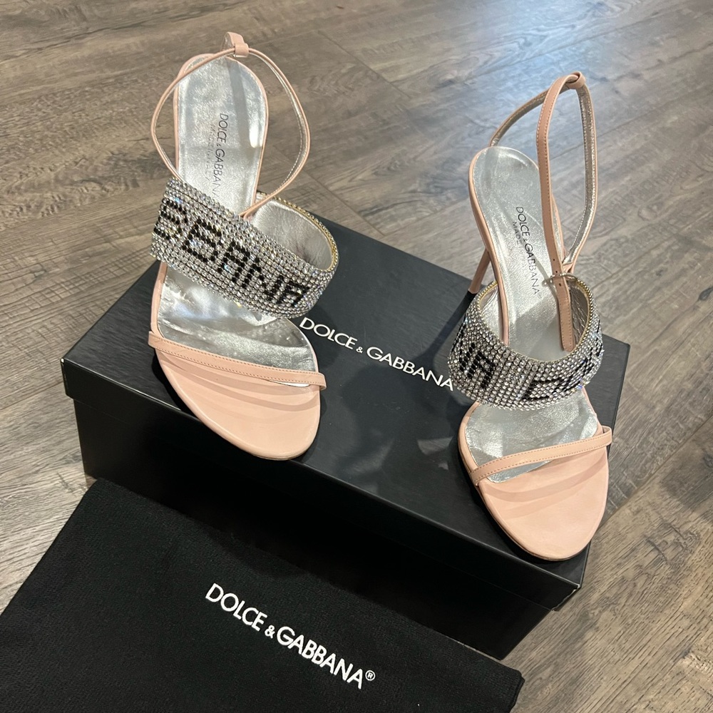💖Dolce and Gabbana Crystal Logo strap heels 💖